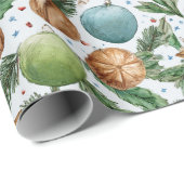 Christmas Ornaments & Pine Pattern ラッピングペーパー (ロールコーナー)