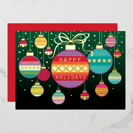 Christmas Ornaments Real Gold  箔シーズンカード (正面/裏面)