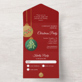 Christmas Ornaments Red Company Holiday Party オールインワン招待状 (内側)