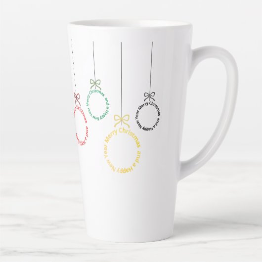 Christmas Ornaments Text Design カフェラテマグ (右)