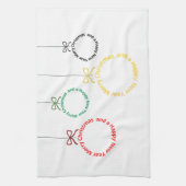 Christmas Ornaments Text Design キッチンタオル (縦)