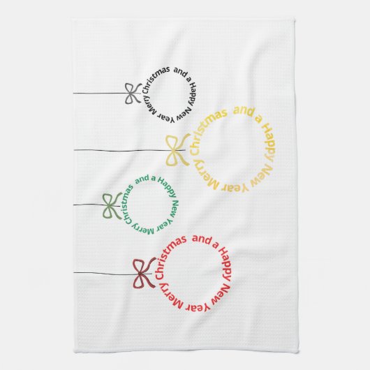 Christmas Ornaments Text Design キッチンタオル (縦)