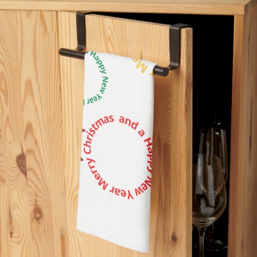 Christmas Ornaments Text Design キッチンタオル (三つ折り)