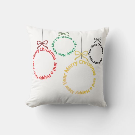 Christmas Ornaments Text Design クッション (正面)