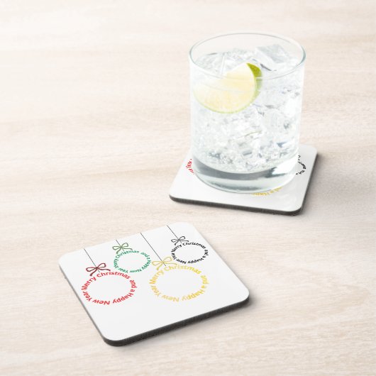 Christmas Ornaments Text Design コースター (右側)