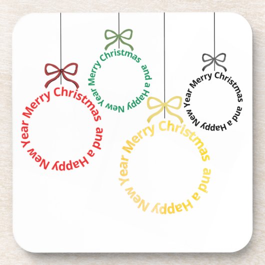 Christmas Ornaments Text Design コースター (正面)