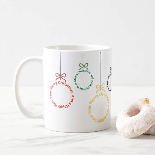 Christmas Ornaments Text Design コーヒーマグカップ (ドーナツ)