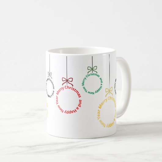 Christmas Ornaments Text Design コーヒーマグカップ (正面右)