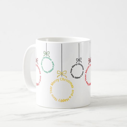 Christmas Ornaments Text Design コーヒーマグカップ (正面左)