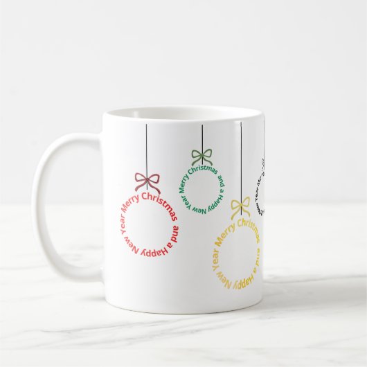 Christmas Ornaments Text Design コーヒーマグカップ (左)