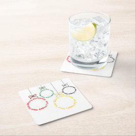 Christmas Ornaments Text Design スクエアペーパーコースター