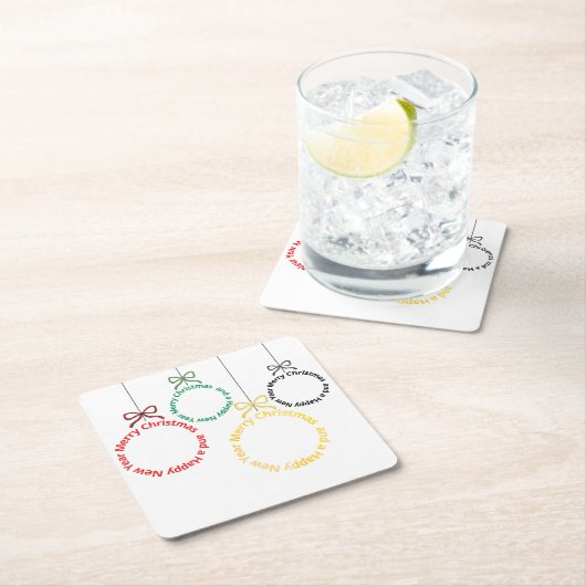 Christmas Ornaments Text Design スクエアペーパーコースター (インサイチュ)