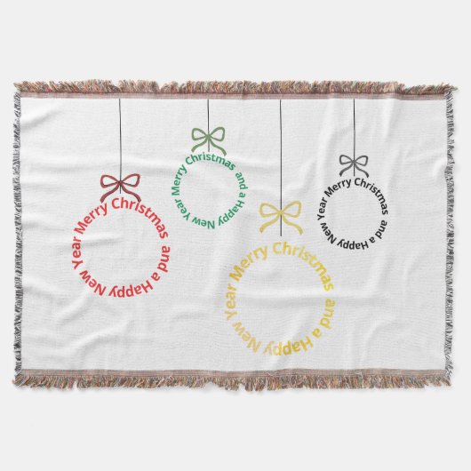 Christmas Ornaments Text Design スローブランケット (正面)