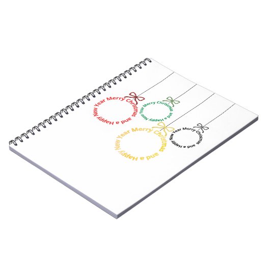 Christmas Ornaments Text Design ノートブック (左側)