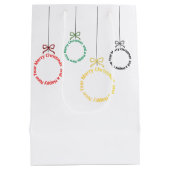 Christmas Ornaments Text Design ミディアムペーパーバッグ (裏面)