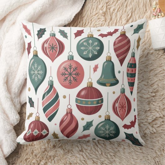 Christmas Ornaments Throw Pillow クッション (ブランケット)