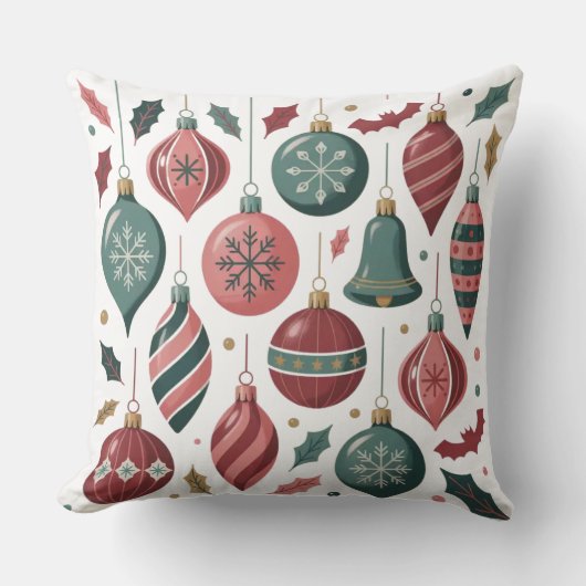 Christmas Ornaments Throw Pillow クッション (正面)