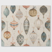 Christmas Ornaments Watercolor Beige Holiday ラッピングペーパー (フラット)