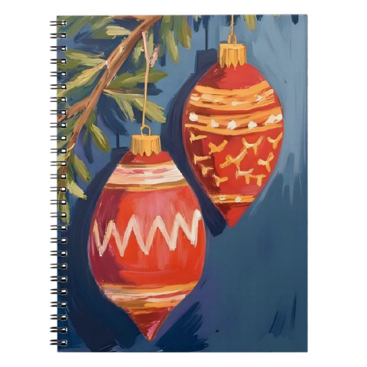 Christmas Ornaments Watercolor Holiday ノートブック (正面)