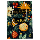 Christmas Ornaments with Name Area  ミディアムペーパーバッグ (正面)