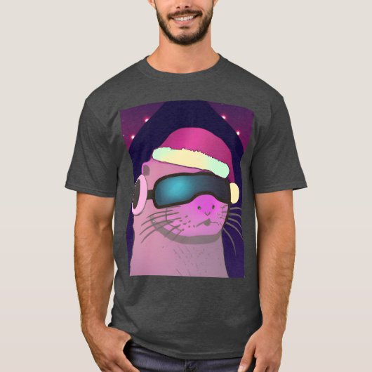 Christmas Otter With Christmas Hat friends Tシャツ (正面)