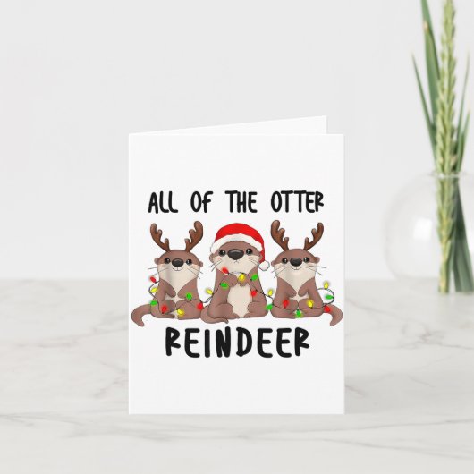 Christmas Otters Cute All Of The Otter Reindeer  カード (正面)