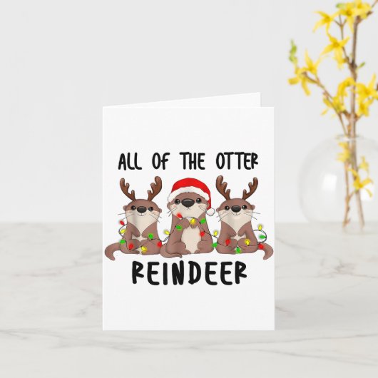 Christmas Otters Cute All Of The Otter Reindeer  カード (黄色い花)