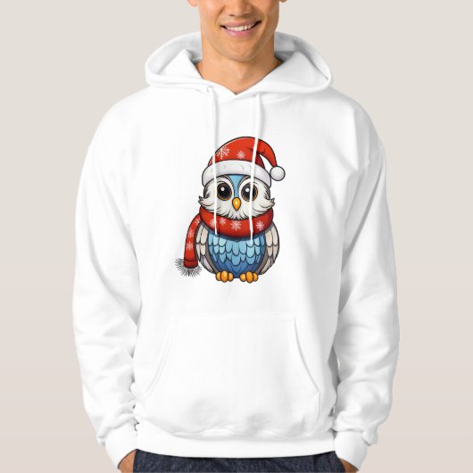 Christmas Owl – Festive Holiday Hoodie for Adults パーカ (正面)
