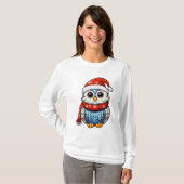 Christmas Owl – Festive Holiday T-Shirt for Adults Tシャツ (正面フル)
