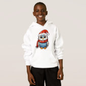 Christmas Owl – Festive Hoodie for Kids and Teens (正面フル)