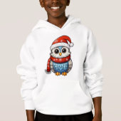 Christmas Owl – Festive Hoodie for Kids and Teens (正面)