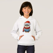 Christmas Owl – Festive Hoodie for Kids and Teens (正面フル)
