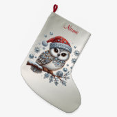 Christmas Owl Holiday Stocking ラージクリスマスストッキング (正面 (吊り時))