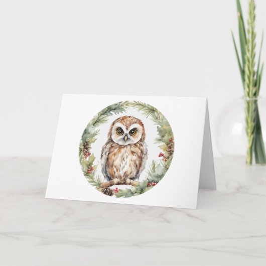 christmas owl illustration owl wall art holiday  サンキューカード (正面)