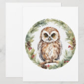 christmas owl illustration owl wall art holiday  シーズンカード (正面/裏面)