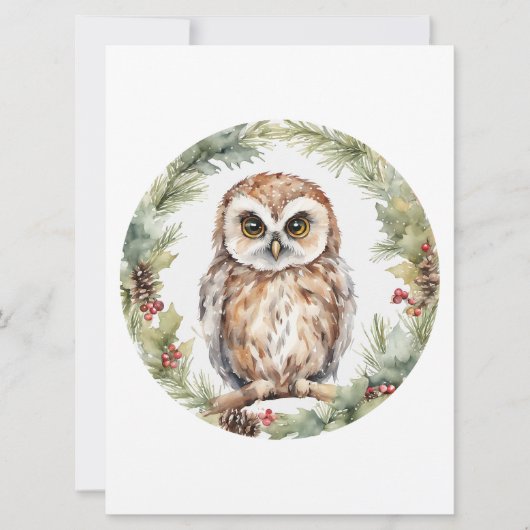 christmas owl illustration owl wall art holiday  シーズンカード (正面)