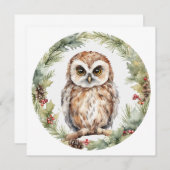 christmas owl illustration owl wall art holiday  ノートカード (正面/裏面)