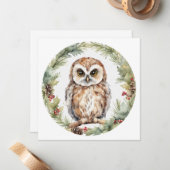 christmas owl illustration owl wall art holiday  ノートカード (正面/裏面インサイチュ)