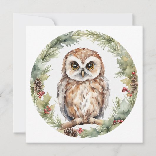 christmas owl illustration owl wall art holiday  ノートカード (正面)