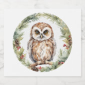christmas owl illustration owl wall art holiday  ビールラベル (シングルラベル)