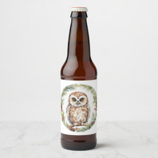 christmas owl illustration owl wall art holiday  ビールラベル
