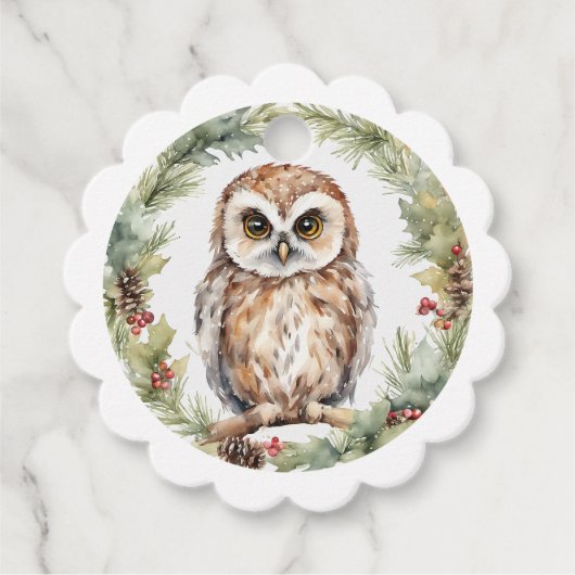 christmas owl illustration owl wall art holiday  フェイバータグ (正面)
