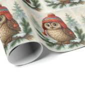 Christmas Owl In a Winter Cap ラッピングペーパー (ロールコーナー)