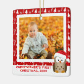 Christmas Owl Kids/パーソナライズされたベビー/First Photo セラミックオーナメント (左)