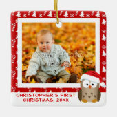 Christmas Owl Kids/パーソナライズされたベビー/First Photo セラミックオーナメント (正面)