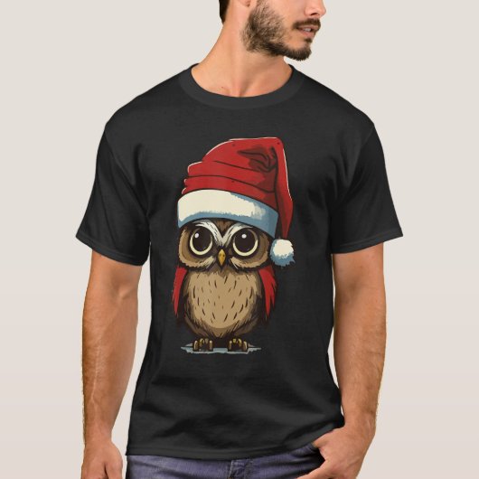 Christmas Owl with Christmas hat Owl Owner Tシャツ (正面)