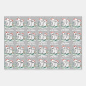 Christmas Owl Wrapping Paper Flat Sheet Set of 3 ラッピングペーパーシート (正面3)