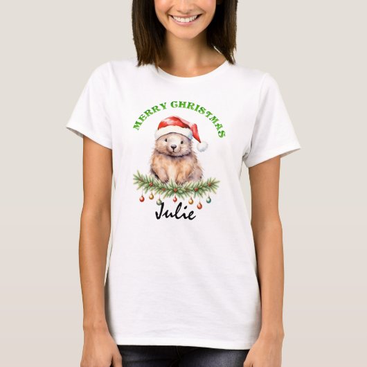 Christmas Oz Animals Wombat Matching Women's Tシャツ (正面)