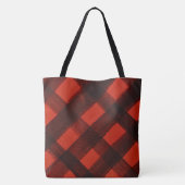 Christmas Painted Red Black Plaid Tartan Holiday トートバッグ (裏面)