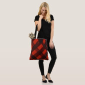 Christmas Painted Red Black Plaid Tartan Holiday トートバッグ (モデル)